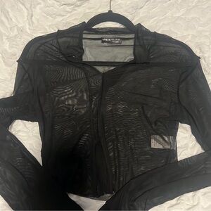 SHEIN Sheer Black Long Sleeve Blouse